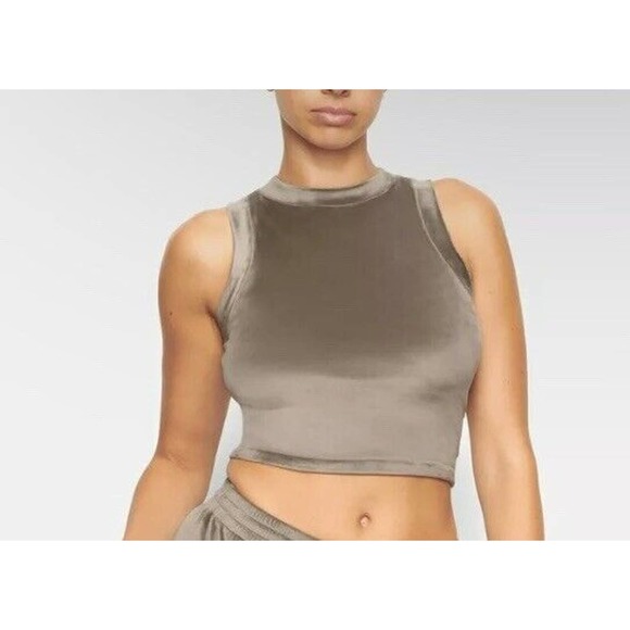 Skims‎ Velour Gunmetal Gray Crew Neck Tank Size Extra Large XL - Picture 1 of 8